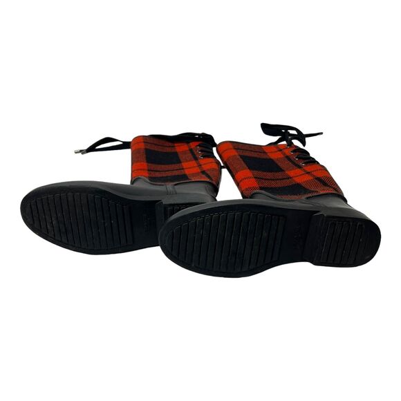 Coach Tristee Rain Boots Red/Black Buffalo Plaid Women’s Winter 7 B Fleece-Lined - Picture 5 of 7
